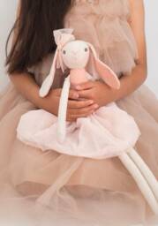 Handmade Linen Bunny Toy Briella, Tulle Dress, Baby Shower Gift