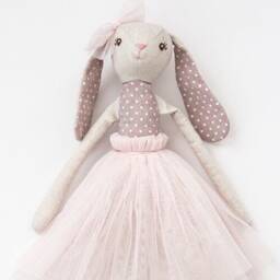 Handmade Linen Bunny Toy Briella, Tulle Dress, Baby Shower Gift - thumbnail 2