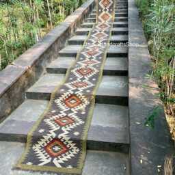 Extra Long Kilim Runner, Southwestern Aztec Runner Rug, Sustainable Stair - Hallway Outdoor Balcony Decor, Custom Sizes - thumbnail 4