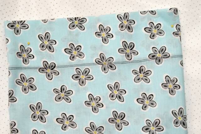 Handmade Hippie Floral Pillow Case, Teal Cotton Standard Size - image 1