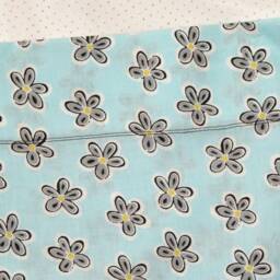 Handmade Hippie Floral Pillow Case, Teal Cotton Standard Size - thumbnail 3