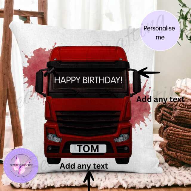 Custom Lorry Driver Cushion Gift With Name, Truck Lover Pillow, Personalised Birthday Present For Dad, Haulage Keepsake, Transport Decor UK - image 1