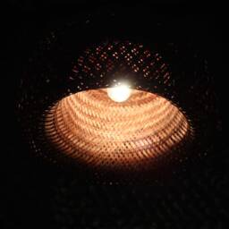 Handwoven Bamboo Pendant Light - Brown Hat Shape Chandelier - thumbnail 3