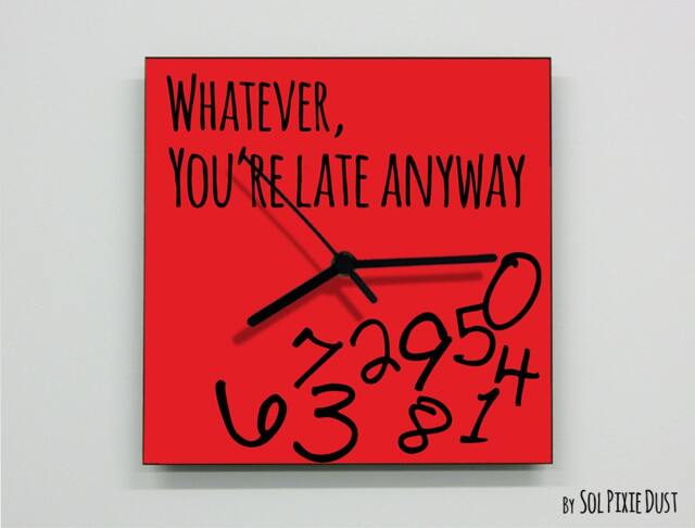 Whatever, You're Late Anyway/Square Red - Wall Clock - image 1