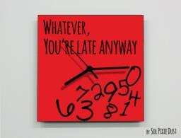 Whatever, You're Late Anyway/Square Red - Wall Clock - thumbnail 1