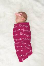 Personalized Baby Name Swaddle Blanket, Gift, Custom Coming Home, Gender Neutral Hospital Shower Gift - thumbnail 1