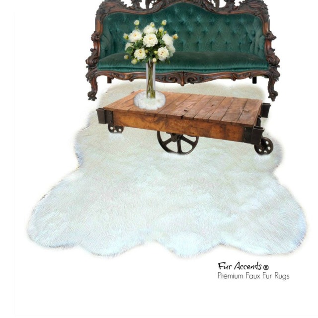 Faux Sheepskin Rug - Shaggy White Fur Accent Rug, Handmade in Usa - image 1