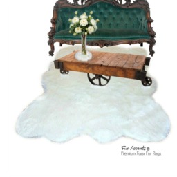 Faux Sheepskin Rug - Shaggy White Fur Accent Rug, Handmade in Usa - thumbnail 1
