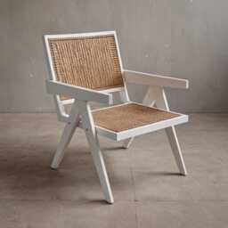 Dining Chair, Wood Rattan Accent For Living Room, Patio, Terrace, Bedroom & Lounge, Mid Century - thumbnail 2