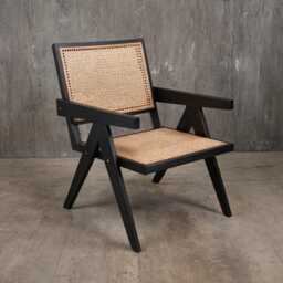 Dining Chair, Wood Rattan Accent For Living Room, Patio, Terrace, Bedroom & Lounge, Mid Century - thumbnail 1