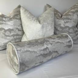 "Silver - Grey Nimbus Luxury Clouds Effect Cushion Bolster 16"" X 6" - thumbnail 1