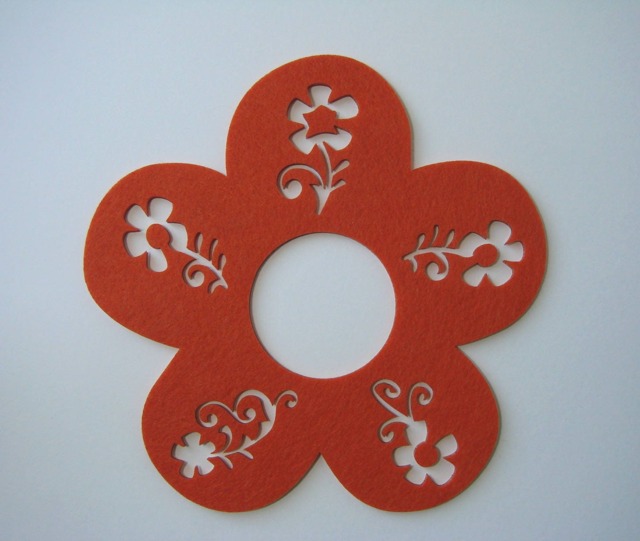 Orange Felt Flower Stickers 20 cm Sold in Packs Of 2 Interior Decoration
