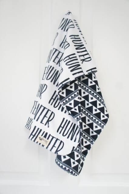 Personalized Minky Baby Blanket - Reversible Name Blanket, Monochrome - image 1