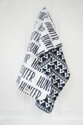 Personalized Minky Baby Blanket - Reversible Name Blanket, Monochrome - thumbnail 1