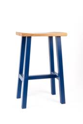 Isu Bar Stool, Solid Oak Curved Top Scandinavian Kitchen Stools, Painted Stool - thumbnail 1
