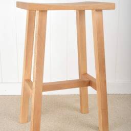 Isu Bar Stool, Solid Oak Curved Top Scandinavian Kitchen Stools, Painted Stool - thumbnail 2