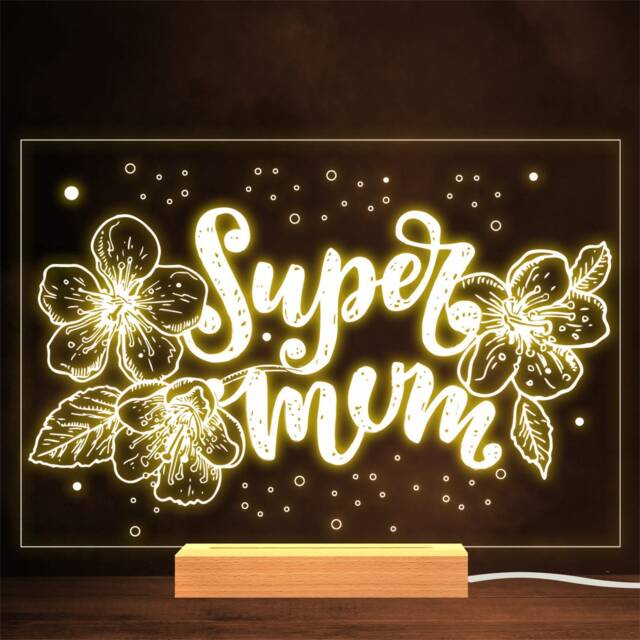 Super Mum Flowers Mother's Day Personalised Gift Lamp Night Light - image 1