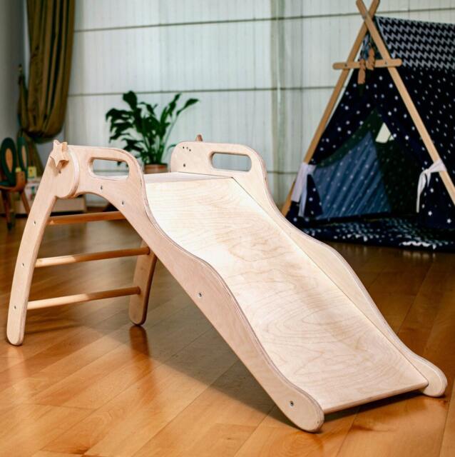 Montessori Slide, Wooden Baby Play Gym Slide, Foldable Slide - image 1