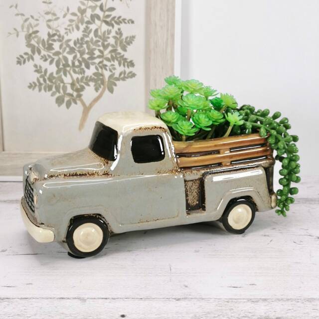 Ceramic Truck Planter, Indoor Plant Pot, Succulent Cactus Planter - image 1