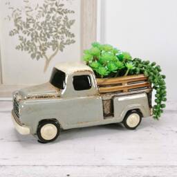 Ceramic Truck Planter, Indoor Plant Pot, Succulent Cactus Planter