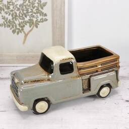Ceramic Truck Planter, Indoor Plant Pot, Succulent Cactus Planter - thumbnail 2