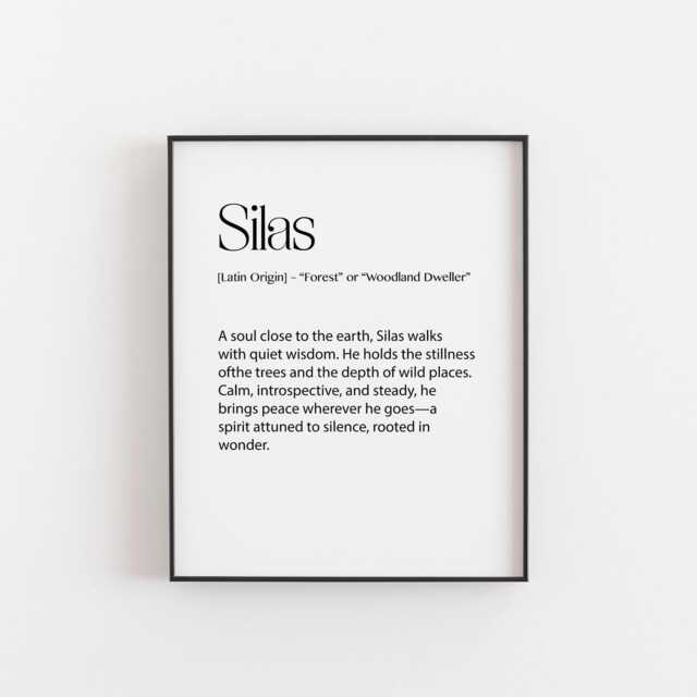 Silas Name Meaning Wall Art - Woodland Spirit Definition Print Personalized Nature-Inspired Baby Gift, Nursery Or Boy's Room Decor - image 1