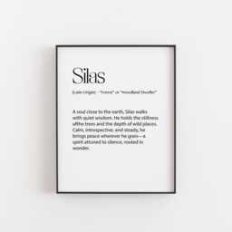 Silas Name Meaning Wall Art - Woodland Spirit Definition Print Personalized Nature-Inspired Baby Gift, Nursery Or Boy's Room Decor - thumbnail 1
