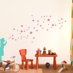 Star Bubble Girl Decal Wall Art D-I-Y, Star Soap Bubble Sticker, Starry-Sky, Urban Interior Design, Nursery Decor & Kidsroom - thumbnail 3