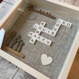 Scrabble Frame, Pebble Frame, Personalised Gifts, Art, Family, Handmade Box Family Gift, New Home - thumbnail 2