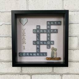 Scrabble Frame, Pebble Frame, Personalised Gifts, Art, Family, Handmade Box Family Gift, New Home - thumbnail 3