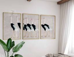 Japanese Set Of 3 Cranes Posters, Floral Art Prints, Katsushika Hokusai Wall Art, Ogata Korin Decor, Gift - thumbnail 1
