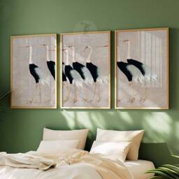 Japanese Set Of 3 Cranes Posters, Floral Art Prints, Katsushika Hokusai Wall Art, Ogata Korin Decor, Gift - thumbnail 3