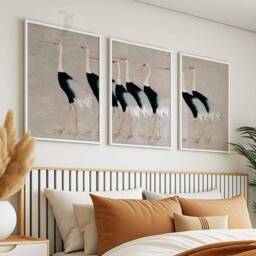 Japanese Set Of 3 Cranes Posters, Floral Art Prints, Katsushika Hokusai Wall Art, Ogata Korin Decor, Gift - thumbnail 2
