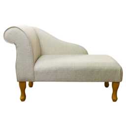 Cream Weave Chaise Longue - Mini Indoor Sofa Lounger Handmade in Britain - thumbnail 3