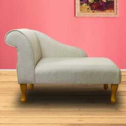 Cream Weave Chaise Longue - Mini Indoor Sofa Lounger Handmade in Britain - thumbnail 1