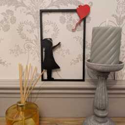 Banksy Girl With Heart Balloon 3D Wall Art - Minimalist Sculpture - thumbnail 2
