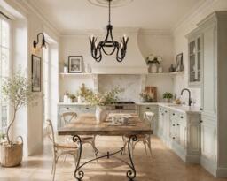 Hand Forged Floral Chandelier, Farmhouse Pendant Lighting, Wrought Iron Kitchen Light - thumbnail 1