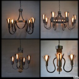 Hand Forged Floral Chandelier, Farmhouse Pendant Lighting, Wrought Iron Kitchen Light - thumbnail 4
