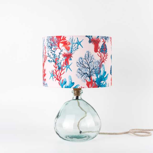 Pink Coral Drum Lampshade Handmade Coastal Decor - image 1