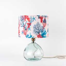 Pink Coral Drum Lampshade Handmade Coastal Decor