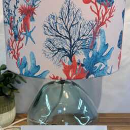 Pink Coral Drum Lampshade Handmade Coastal Decor - thumbnail 4
