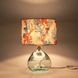 Pink Coral Drum Lampshade Handmade Coastal Decor - thumbnail 2