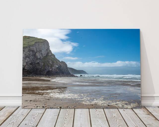 Portreath Beach Cornwall Canvas Print - Rugged Coastline Seascape Wall Art Coastal Decor, Nature Photography Gift For Home - image 1