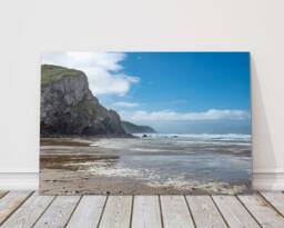 Portreath Beach Cornwall Canvas Print - Rugged Coastline Seascape Wall Art Coastal Decor, Nature Photography Gift For Home - thumbnail 1