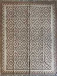 Bespoke Handwoven Wool Jute Flatweave Rug - Neutral Geometric Kilim Carpet For Living Room & Bedroom - thumbnail 1