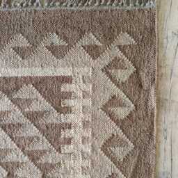 Bespoke Handwoven Wool Jute Flatweave Rug - Neutral Geometric Kilim Carpet For Living Room & Bedroom - thumbnail 2