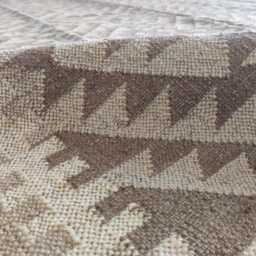 Bespoke Handwoven Wool Jute Flatweave Rug - Neutral Geometric Kilim Carpet For Living Room & Bedroom - thumbnail 4