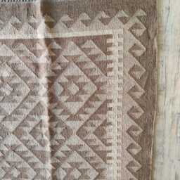 Bespoke Handwoven Wool Jute Flatweave Rug - Neutral Geometric Kilim Carpet For Living Room & Bedroom - thumbnail 3