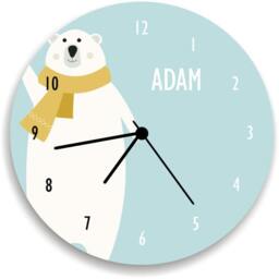 Polar Bear Wall Clock - Pastel Colors, Nursery Decor, Kids Room Bear Wall Art - thumbnail 1
