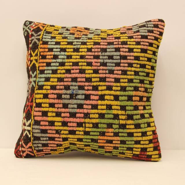 Handmade Wool Kilim Pillow Cover Ethnic Home Decor - 18x18 - image 1